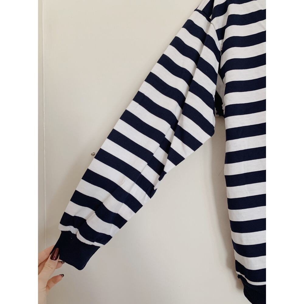 Navy Blue and White Vintage Silvercord 3/4 Zip Up Sweatshirt S - Picture 6 of 7